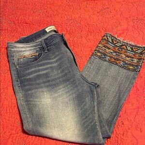 Driftwood ankle cropped embroidered jeans